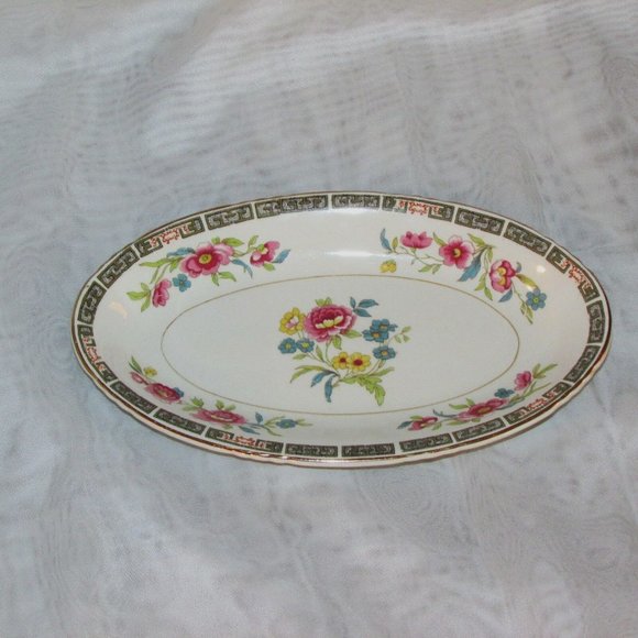 John Maddock Oval Relish Dish Small Vintage Serving Platter Floral Cottagecore - Picture 1 of 5